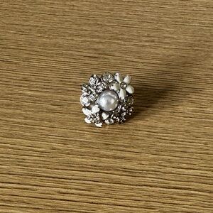 Lia Sophia Silver Floral Pearl Ring